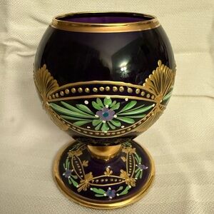 Egyptian Handpainted Purple Goblet wine glass. UBG